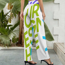 Cargar imagen en el visor de la galería, Pantalones Holgados de cintura elástica de piernas anchas para mujer NZ203 Personalizados con Impresión Completa de múltiples imágenes con Foto Logo Patrón Texto