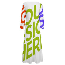 Cargar imagen en el visor de la galería, Vestido Manga Larga de Moda con Volantes Cuello Redondo para mujer NZ2202048 Personalizado con Impresión Completa de múltiples imágenes con Foto Logo Patrón Texto