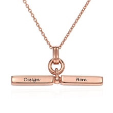 Cargar imagen en el visor de la galería, Collar con Colgante Rectángulo en plata de ley 925 chapado de oro rosa de 18K para mujer hombre X0050 Personalizado con texto nombre