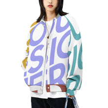 Cargar imagen en el visor de la galería, Chaqueta de Deporte Casual Uniforme de Béisbol Holgado para Mujer NZ2205053 Personalizada con impresión completa de múltiples imágenes con Foto Logo Patrón Texto