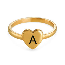 Cargar imagen en el visor de la galería, Anillo con Letra de Corazón de Plata Esterlina J0025 Grabado Personalizado con Texto Nombre