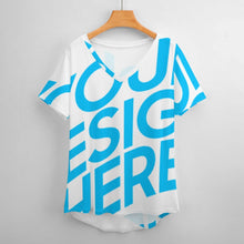 Cargar imagen en el visor de la galería, Camiseta de manga corta con cuello en V talla grande de moda para mujer NZ109 Personalizada con Impresión Completa de una imagen con Foto Logo Patrón Texto