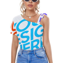 Cargar imagen en el visor de la galería, Mangas cortas para mujer con lazo en una sola bandolera ZT (múltiples imágenes opcionales) personalizada con foto, texto o logo
