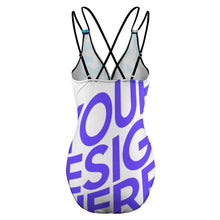 Cargar imagen en el visor de la galería, Traje de baño de una pieza escote profundo V con tirantes LT3154 Personalizado con Impresión Completa de múltiples imágenes con Foto Logo Patrón Texto