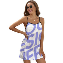 Cargar imagen en el visor de la galería, Vestido Estampado Sexy de tirantes con cuello en V para mujer JJ1206 Personalizado con Impresión Completa de múltiples imágenes con Foto Logo Patrón Texto