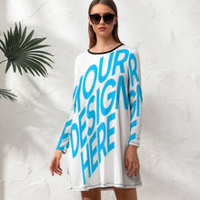 Cargar imagen en el visor de la galería, Vestido Estampado con Impresión Completa Cuello Redondo de Manga Larga para mujer NZ015 Personalizado de una imagen con Foto Logo Patrón Texto