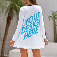 Cargar imagen en el visor de la galería, Vestido Casual de Manga Larga Cuello en V para Mujer NZ035 con Diseño Personalizado con Impresión Completa de una imagen con Foto Logo Patrón Texto