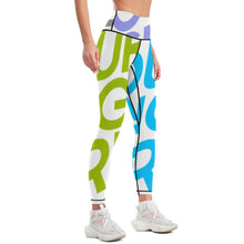 Cargar imagen en el visor de la galería, Leggings Deportivos para Fitness Gimnasio Pantalones de Yoga de Cintura Alta para Mujer YJ033 Personalizados con Impresión Completa de múltiples imágenes con Foto Logo Patrón Texto