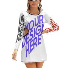 Cargar imagen en el visor de la galería, Vestido de mujer de manga larga con cut-out NZ038 personalizado con patrón foto texto (impresión de imágenes múltiples)