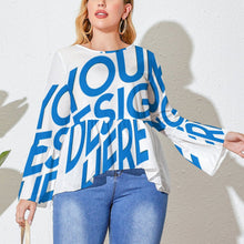 Cargar imagen en el visor de la galería, Camiseta / Blusa talla grande holgada con dobladillo irregular para mujer PL Personalizada con Impresión Completa de una imagen con Foto Logo Patrón Texto