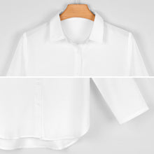 Cargar imagen en el visor de la galería, Blusa / Camisa Informal Manga Larga Botones Dobladillo Irregular Corte Suelto para Mujer AY008 Personalizada con Impresión Completa de una imagen con Foto Logo Patrón Texto
