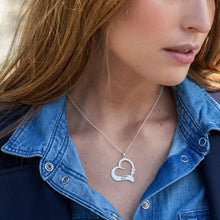 Cargar imagen en el visor de la galería, Collar con Colgante de Corazón con Diamantes para Mujer de Plata / Cobre Chapado de Oro Rosa X0074 Grabado con Texto Nombre