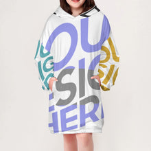 Cargar imagen en el visor de la galería, Sudadera Larga con Capucha Infantil con Forro Polar para Niña Chica Adolescentes B412 Personalizada con Impresión Completa de Múltiples Imágenes con Foto Logo Patrón Texto
