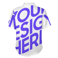 Cargar imagen en el visor de la galería, Camisa de manga corta de lino para hombre con bolsillo B339 personalizado con patrón foto texto (impresión de imagen única)