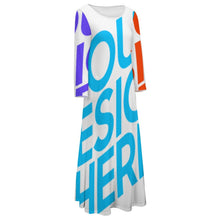 Cargar imagen en el visor de la galería, Vestido Manga Larga de Moda con Volantes Cuello Redondo para mujer NZ2202048 Personalizado con Impresión Completa de múltiples imágenes con Foto Logo Patrón Texto