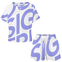 Cargar imagen en el visor de la galería, Conjunto Traje casual de pijama de dos piezas ropa de casa de manga corta Top Pantalones cortos para mujer UTZ Personalizado con Impresión Completa de una imagen con Foto Logo Patrón Texto