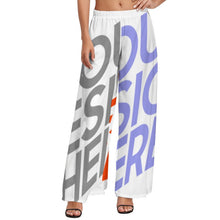 Cargar imagen en el visor de la galería, Pantalones de pierna ancha frescos de verano para mujer NP Personalizados con Impresión Completa de múltiples imágenes con Foto Logo Patrón Texto