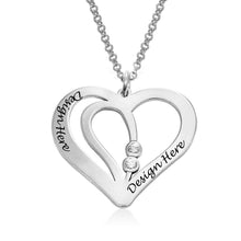 Cargar imagen en el visor de la galería, Collar de Corazón Entrelazados con Circonitas Cúbicas para Mujer de Plata 925 / Cobre Chapado de Oro X0075 Grabado Personalizado con Texto Nombre