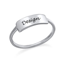 Cargar imagen en el visor de la galería, Anillo con Placa de Identificación Grabada en Cobre J0019 Grabado Personalizado con Texto Nombre