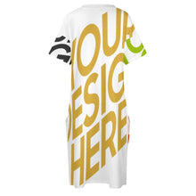 Cargar imagen en el visor de la galería, Vestido suelto con cuello en V bolsillo de moda para mujer LQ Personalizada con Impresión Completa de múltiples imágenes con Foto Logo Patrón Texto