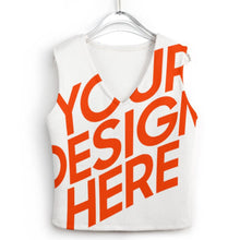 Cargar imagen en el visor de la galería, Chaleco de Punto Suéter Jersey sin Mangas cuello profundo V de Moda para mujer MY05 Personalizado con Impresión Completa de múltiples imágenes con Foto Logo Patrón Texto