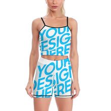 Cargar imagen en el visor de la galería, Traje de Yoga Deportivo Top de Tirantes dos piezas Gimnasio para Mujer T08 Personalizado con Impresión Completa de una imagen con Foto Logo Patrón Texto
