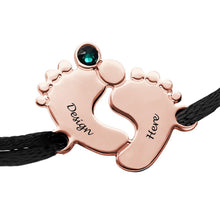 Cargar imagen en el visor de la galería, Pulsera de Pie de Bebé con Piedra Nacimiento Cuerda Satinada para Mujer Hombre S0034 Grabada Personalizada con Texto Nombre