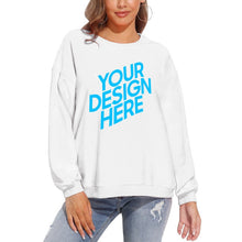 Cargar imagen en el visor de la galería, Sudadera holgada con cuello redondo y hombros caídos para mujer 100% algodón casual NZ2205148 A-071Personalizado Personalizada con Foto, Texto o Logo