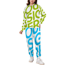 Cargar imagen en el visor de la galería, Conjunto de sudadera de 2 piezas A5TZ para niños y niñas con sudadera con capucha y pantalones deportivos personalizado con patrón foto texto