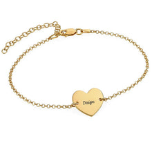 Cargar imagen en el visor de la galería, Pulsera de Corazón Grabado de Plata 925 / Cobre S0024 Personalizada con Texto Nombre