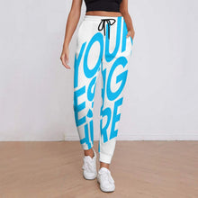 Cargar imagen en el visor de la galería, Pantalones de chándal con estampado completo para mujeres con estampado de una sola imagen personalizada con logotipo texto patrón fotos