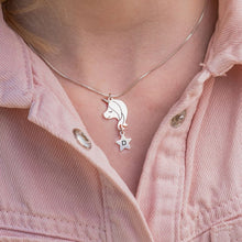 Cargar imagen en el visor de la galería, Collar Unicornio ajustable de plata de ley 925 con chapado de oro rosa de 18 quilates para mujer X0043 Personalizado con texto nombre