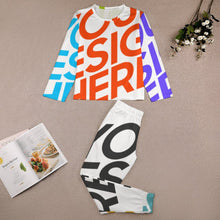 Cargar imagen en el visor de la galería, Pijama Traje largo cómodo casual con cuello redondo estamapdo para niñas JTZ Personalizado con Impresión Completa de múltiples imágenes con Foto Logo Patrón Texto