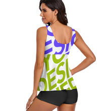 Cargar imagen en el visor de la galería, Tankini / Traje de Baño de Dos Piezas de Moda para Mujer QZ6065 Personalizado con Impresión Completa de múltiples imágenes con Foto Logo Patrón Texto