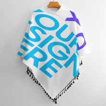 Cargar imagen en el visor de la galería, Poncho / Capa de punto versátil con flecos para mujer MY07 Personalizado con Impresión Completa de múltiples imágenes con Foto Logo Patrón Texto