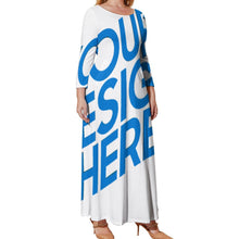 Cargar imagen en el visor de la galería, Vestido holgado talla grande manga larga cuello redondo para mujer A120 Personalizado con Impresión Completa de una imagen con Foto Logo Patrón Texto
