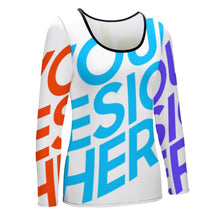 Cargar imagen en el visor de la galería, Blusa básica de fondo regular con cuello en U grande para mujer NZ151 Personalizada con Impresión Completa de múltiples imágenes con Foto Logo Patrón Texto