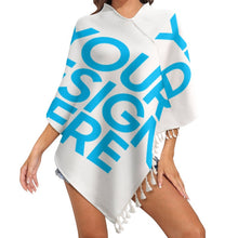 Cargar imagen en el visor de la galería, Poncho / Capa de punto versátil con flecos para mujer MY07 Personalizado con Impresión Completa de una imagen con Foto Logo Patrón Texto