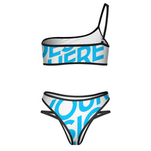 Cargar imagen en el visor de la galería, 2024 nuevo traje de baño de un solo hombro push-up bikini sin tirantes conjunto de 2 piezas personalizado con patrón foto texto (impresión de imagen única)