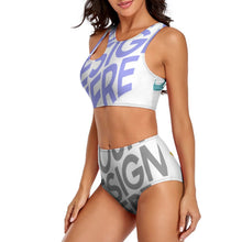 Cargar imagen en el visor de la galería, Bikini / Bañador dos piezas de moda cintura alta para mujer OCS2118 Personalizado de múltiples imágenes con impresión completa con Foto Logo Patrón Texto