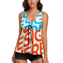 Cargar imagen en el visor de la galería, Tankini / Traje de Baño de Dos Piezas de Moda para Mujer QZ6065 Personalizado con Impresión Completa de múltiples imágenes con Foto Logo Patrón Texto