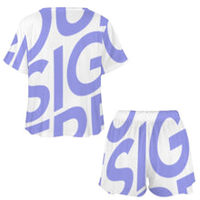 Cargar imagen en el visor de la galería, Conjunto Traje casual de pijama de dos piezas ropa de casa de manga corta Top Pantalones cortos para mujer UTZ Personalizado con Impresión Completa de una imagen con Foto Logo Patrón Texto