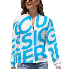 Cargar imagen en el visor de la galería, Chaqueta Manga Larga con Cremallera Casual Deportiva para Mujer LLJK Personalizada con Impresión Completa de una imagen con Foto Logo Patrón Texto