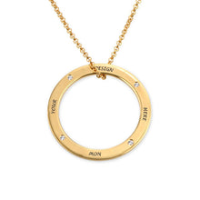 Cargar imagen en el visor de la galería, Collar con anillo circonitas cubicas en plata de ley 925 chapado de oro rosa de 18K para mujer X0059 personalizado con texto nombre