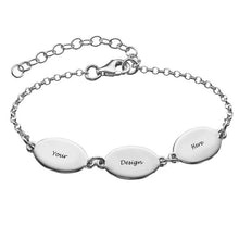 Cargar imagen en el visor de la galería, Pulsera de Piezas Ovaladas de Plata 925 / Cobre Chapado en Oro / Oro Rosa S0023 Personalizada Grabada con Texto Nombre