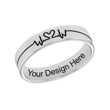 Cargar imagen en el visor de la galería, Anillo con Diagrama de Latidos de Cobre Chapado en Oro / Oro Rosa J0028 Grabado Personalizado con Texto Nombre Letras