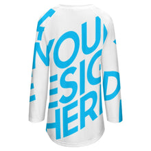 Cargar imagen en el visor de la galería, Camiseta Larga de Manga Larga con Cuello Redondo para mujer BL Personalizada con impresión completa de una imagen con Foto Logo Patrón Texto