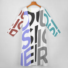 Cargar imagen en el visor de la galería, Traje de de Vestido sin Mangas y Cárdigan Largo Casual Elegante de Moda para Mujer STZ Personalizado Impresion Completa de Múltiples Imágenes con Foto Logo Patrón Texto