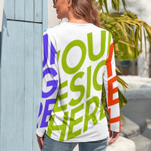 Cargar imagen en el visor de la galería, Camiseta túnica manga larga dobladillo irregular de moda para mujer HL Personalizada con Impresión Completa de múltiples imágenes con Foto Logo Patrón Texto