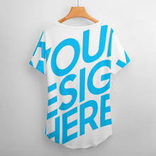 Cargar imagen en el visor de la galería, Camiseta de manga corta con cuello en V talla grande de moda para mujer NZ109 Personalizada con Impresión Completa de una imagen con Foto Logo Patrón Texto